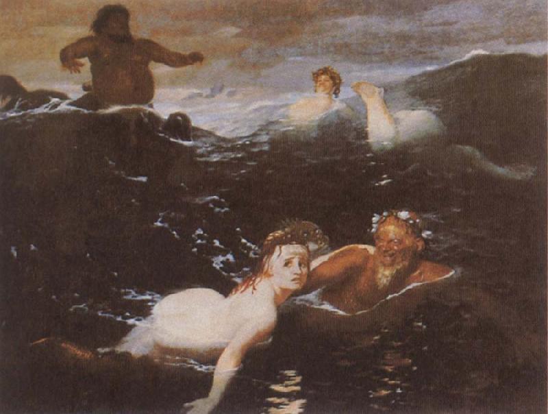 Arnold Bocklin Playing in the Waves France oil painting art